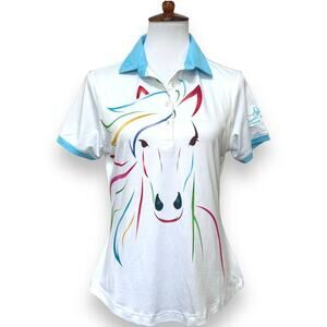 🍀 Happy Horse Happy Life Women’s Polo Shirt Size Medium